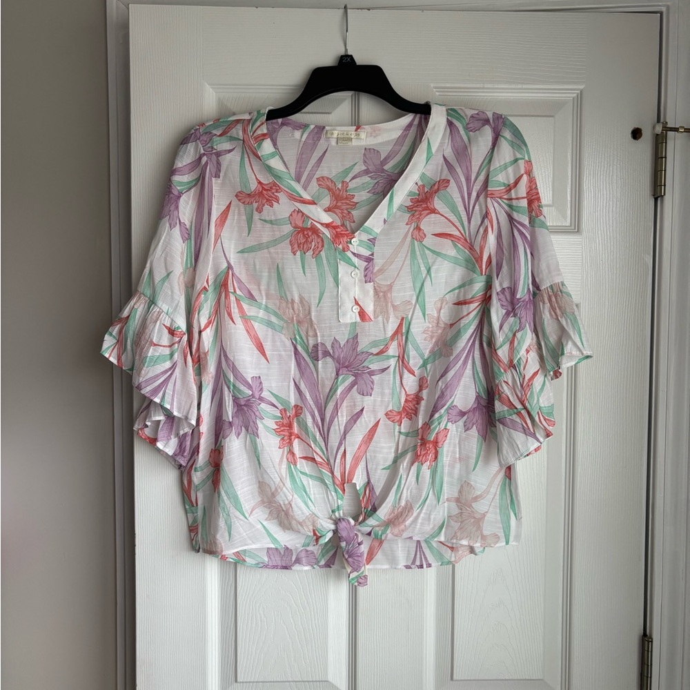 Cooper & Ella Floral Blouse with Knot Detail
